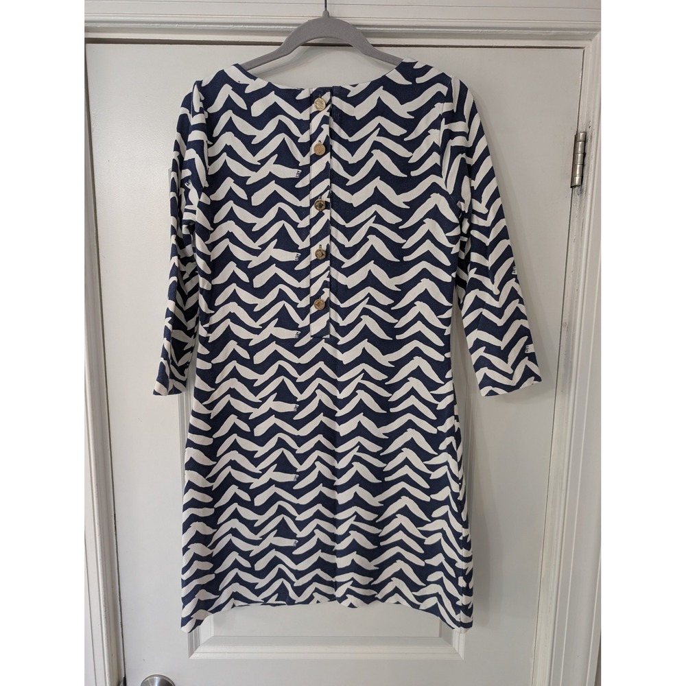Lilly Pulitzer I got lucky‎ bird Charlene Shift Dress Small navy white chevron - Picture 6 of 7
